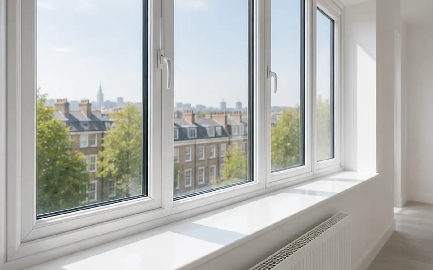 Clean window and windowsill above a radiator